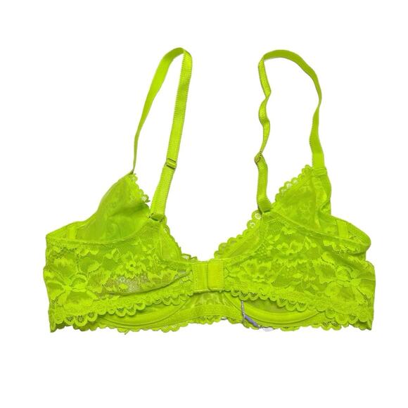 Savage X Fenty Floral Lace Unlined Bra Acid Lime Size 34C - Picture 2 of 3
